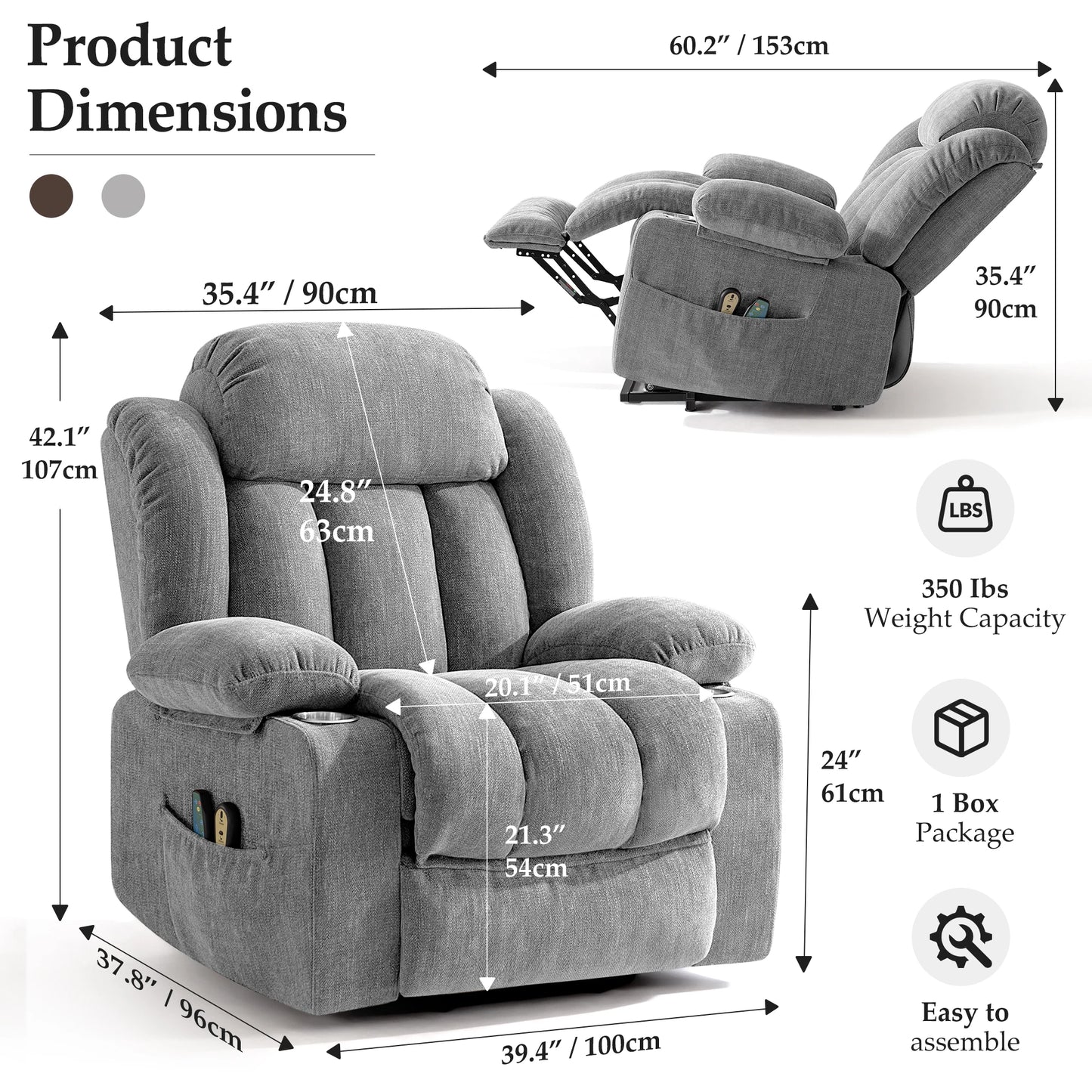 Kerdom Power Lift Recliner with Vibration Massage and Lumbar Heating
