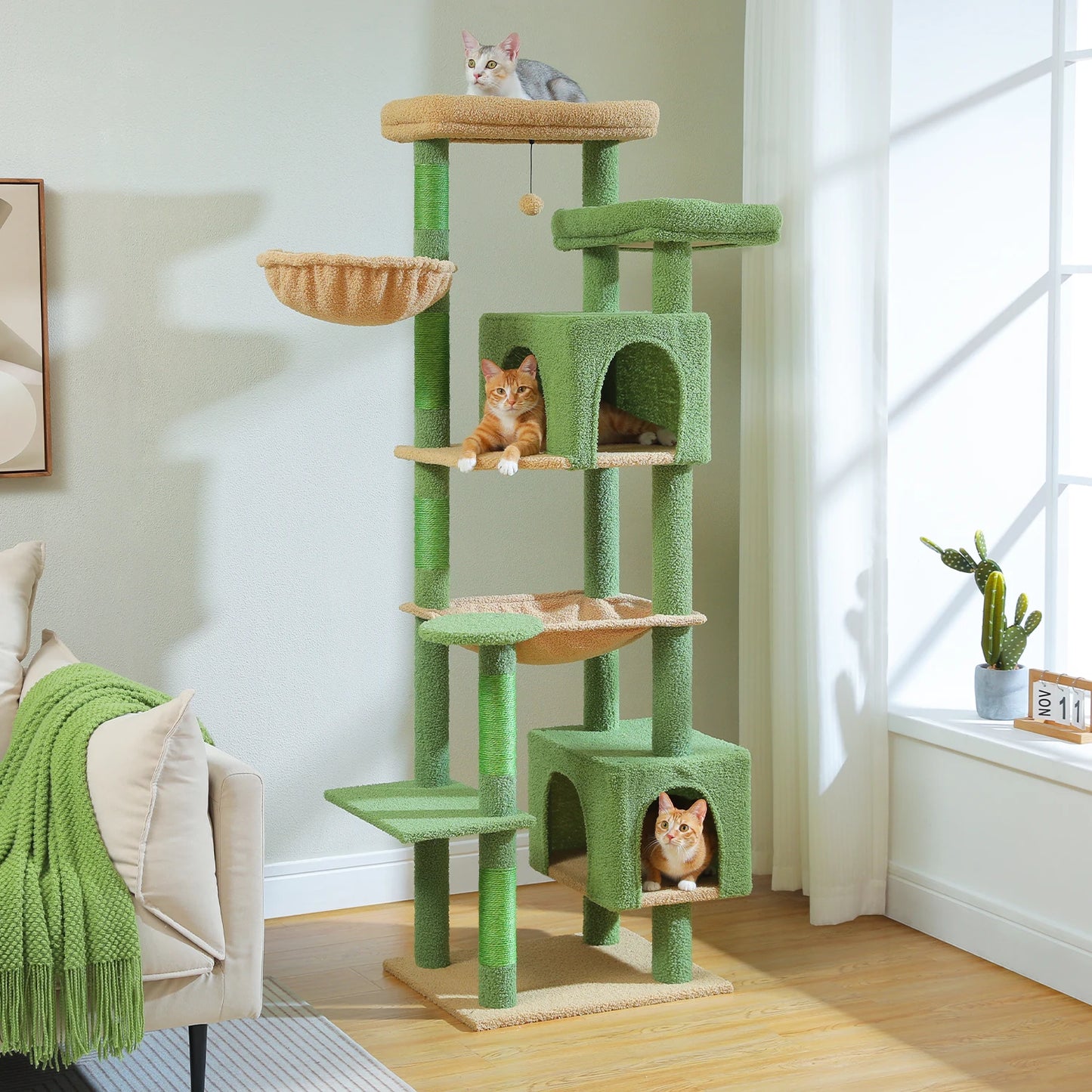 PAWZ Road Tall Cat Tree with Scratching Posts and Hammock