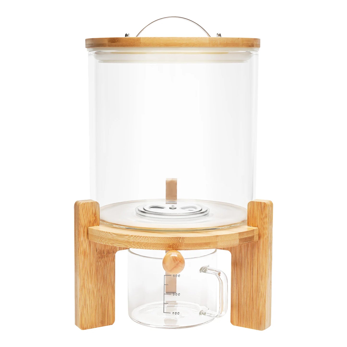 5L Clear Glass Cereal Dispenser, Cereal Storage Containers with Sealed Bamboo Lid for Rice Nuts Coffee Beans