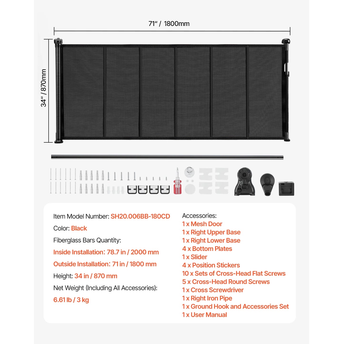 SucceBuy Retractable Baby And Pet Safety Gate For Indoor Home