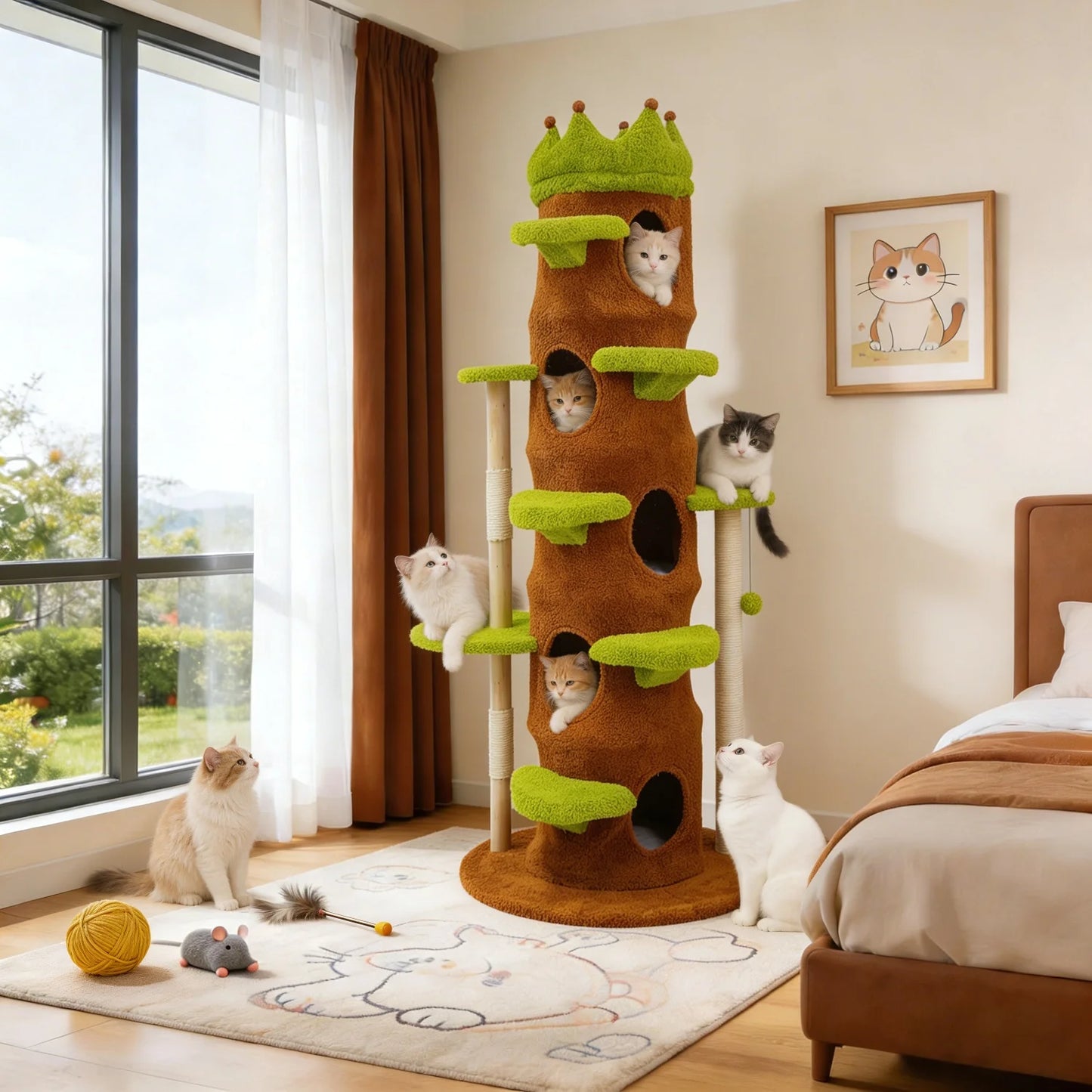 Bingopaw Premium Cat Tower With Sisal Scratcher And Play Cave