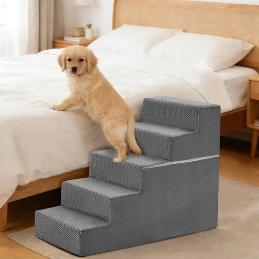 Foam Pet Stair Ramp With Curved Steps For Indoor Dogs