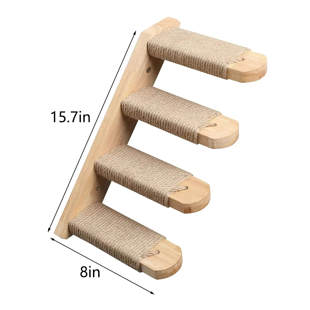 Wall Mounted Cat Climbing Bridge With Wrapped Sisal Rope