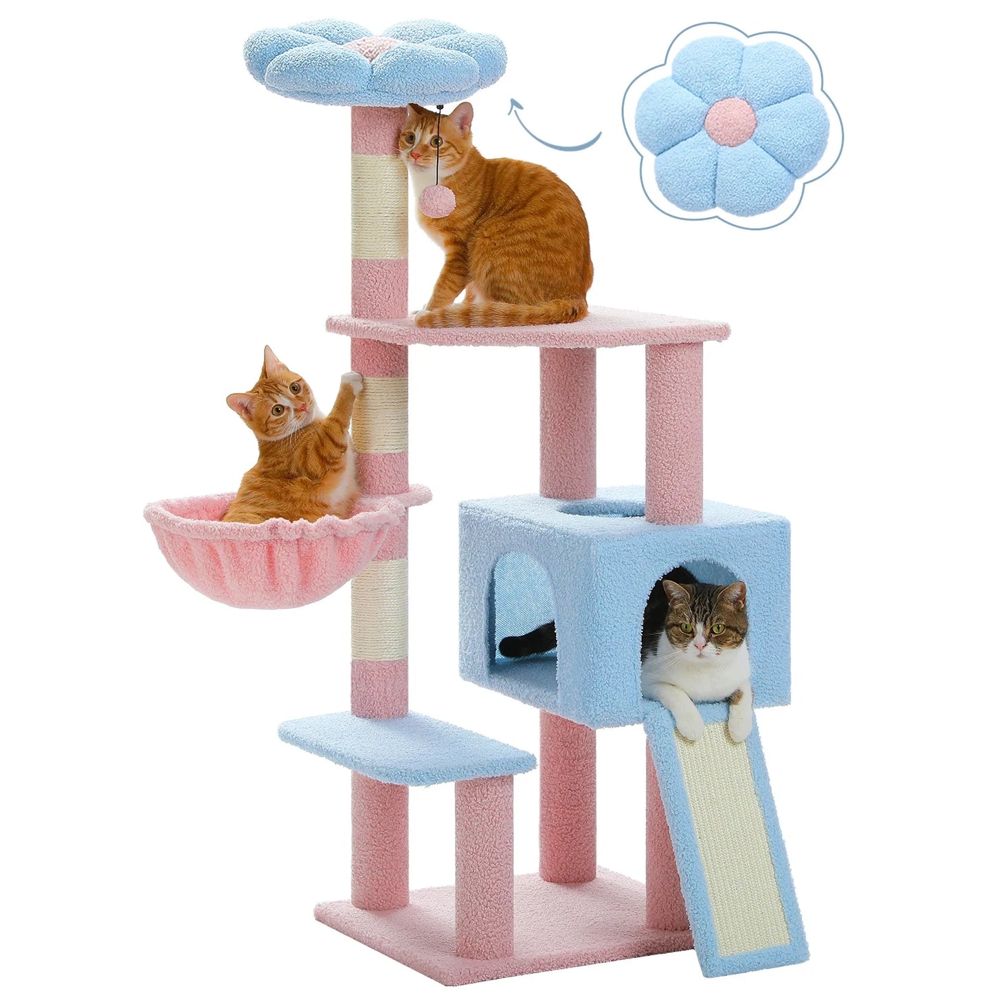 PEQULTI Flower Cat Tree Multi Level Cat Tower Scratching Posts