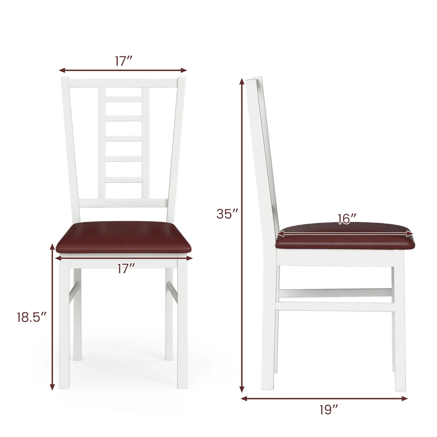 HOMASIS Rubber Wood Dining Chairs Set With Slatted Backrest