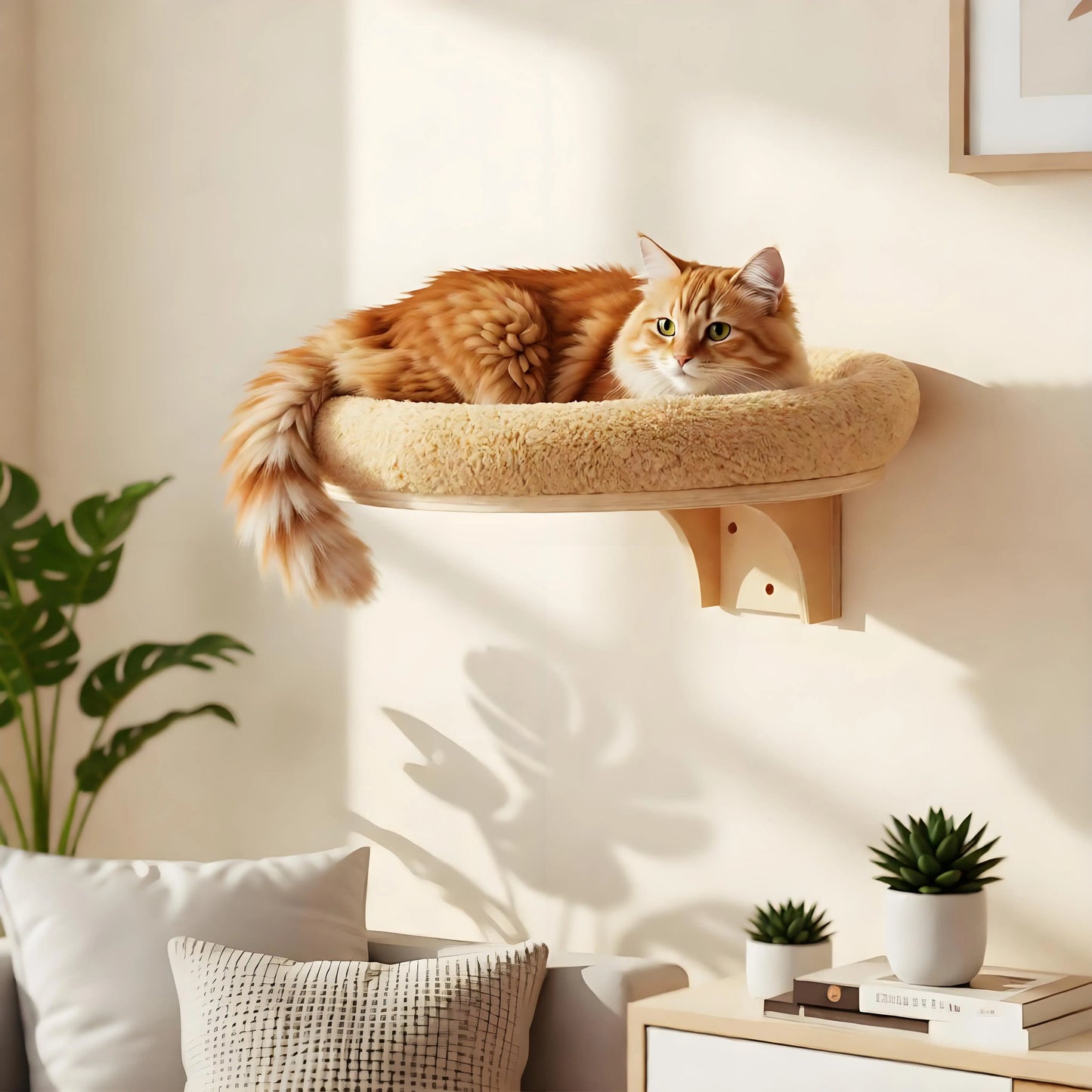 Solid Wood Wall Mounted Cat Climbing Ladder And Scratching Post