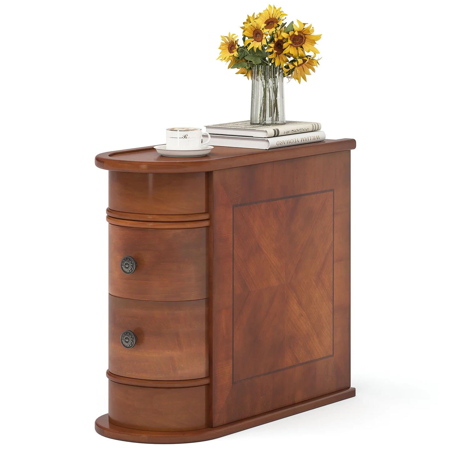 Tribesigns Solid Wood End Table With Drawer For Modern Bedrooms