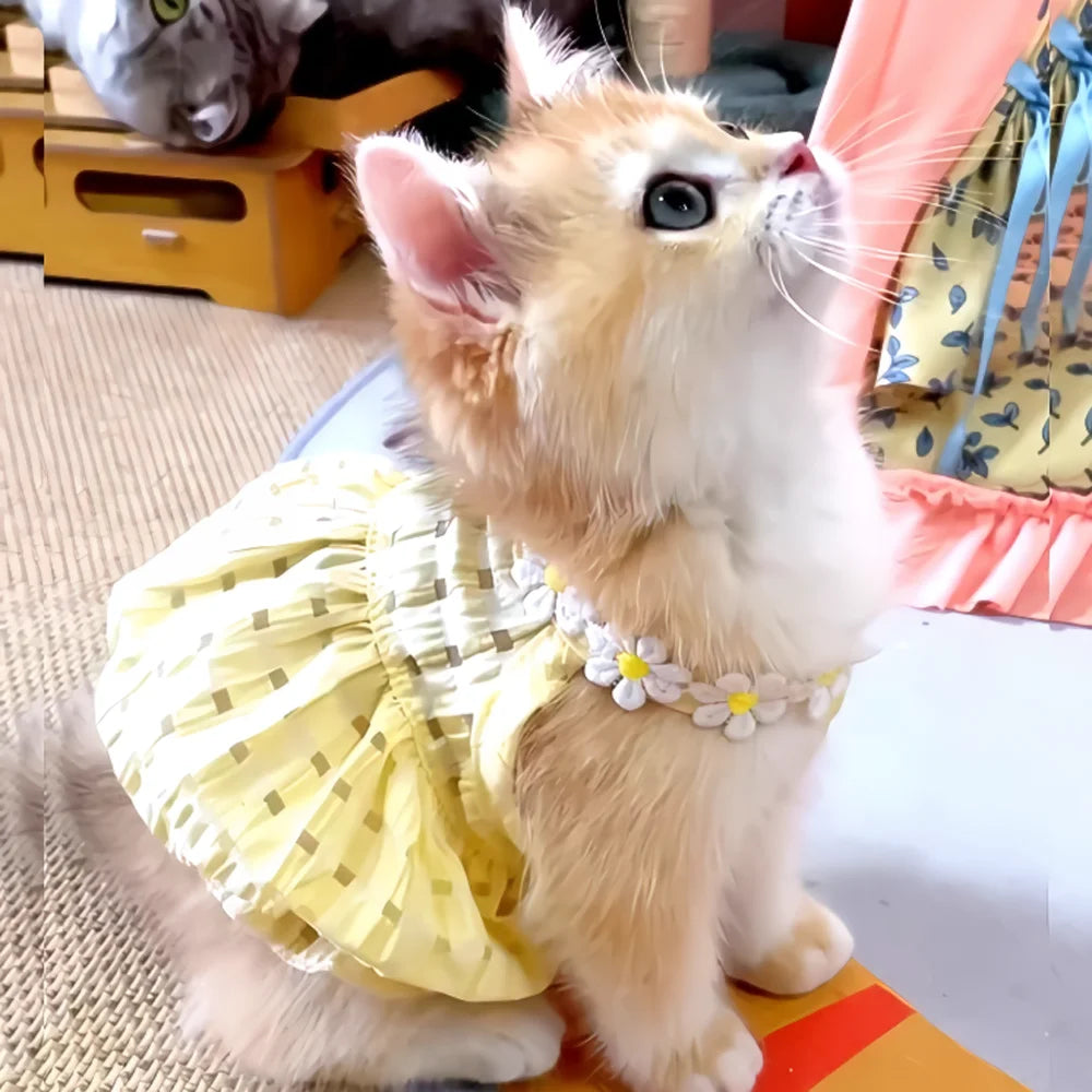 Breathable Floral Wreath Pet Skirt Dress For Cats And Dogs