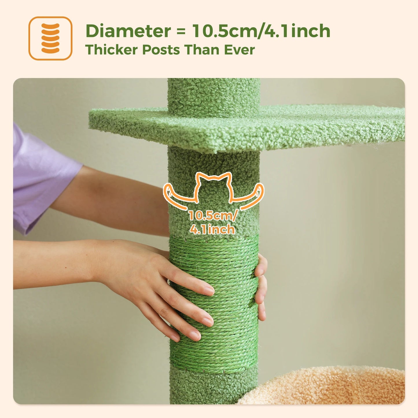 PEQULTI Adjustable Cactus Cat Tree With Scratching Post And Hammock