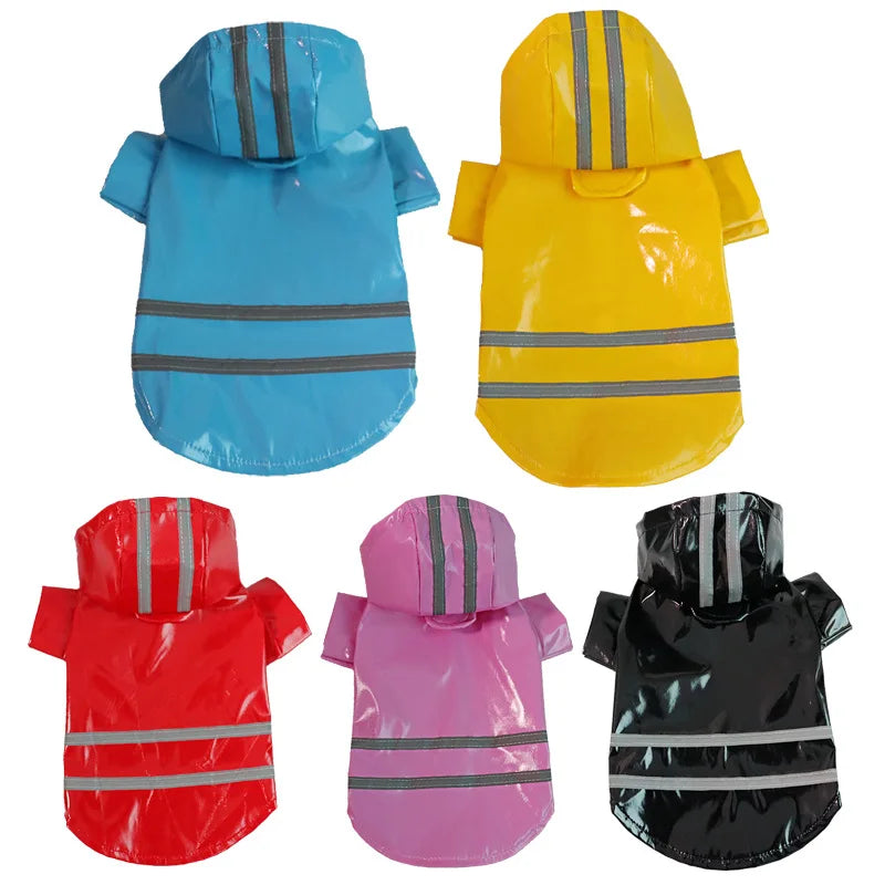 Reflective PU Hooded Pet Rain Jacket For Dogs And Cats