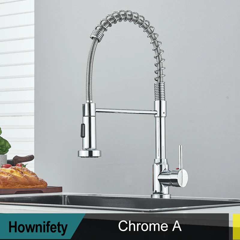 Hownifety Chrome Kitchen Sink Faucet Stainless Steel Hot and Cold Water Tap Deck Mounted Bathroom Gourmet Kitchen Crane