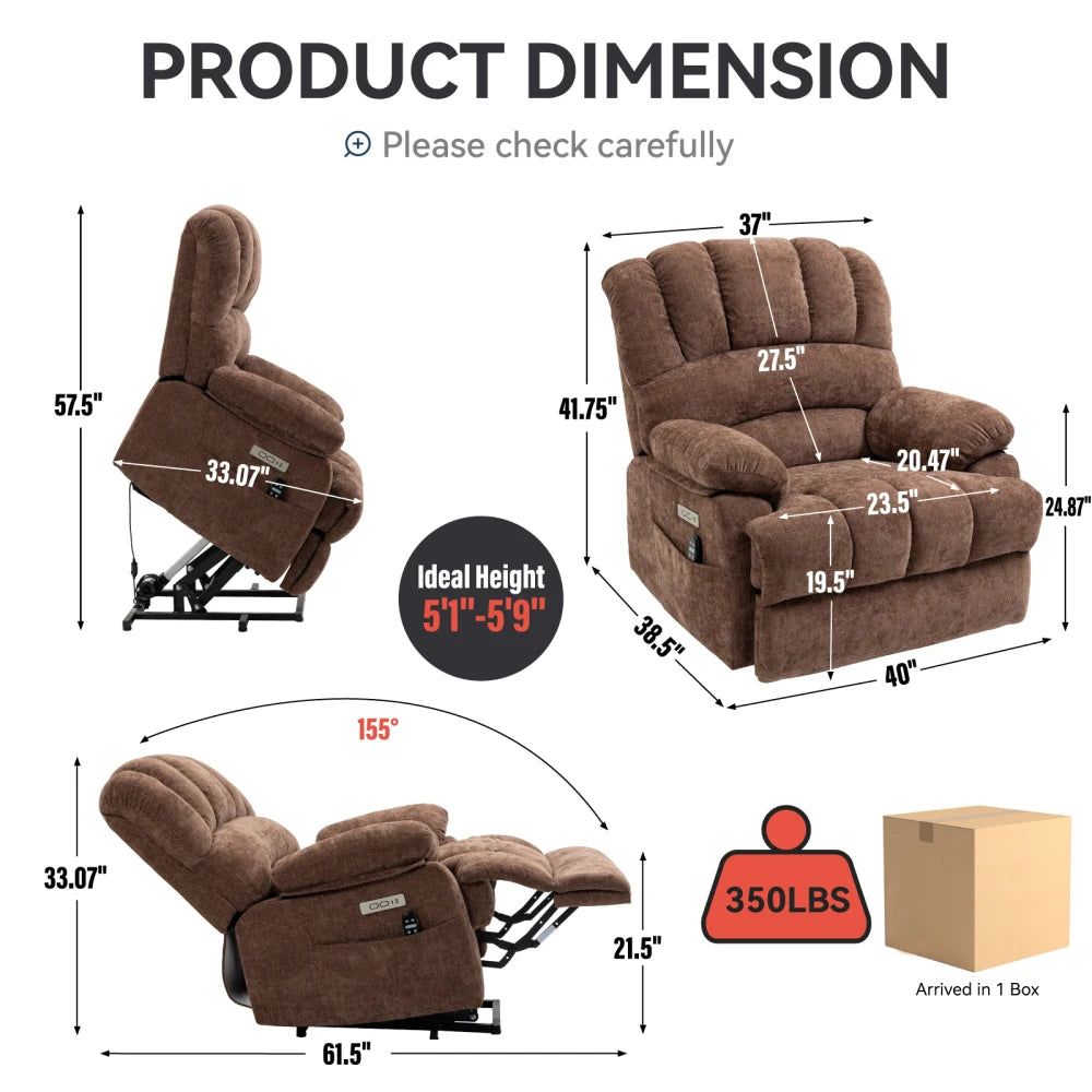 Chenille Power Lift Recliner With Vibration Massage
