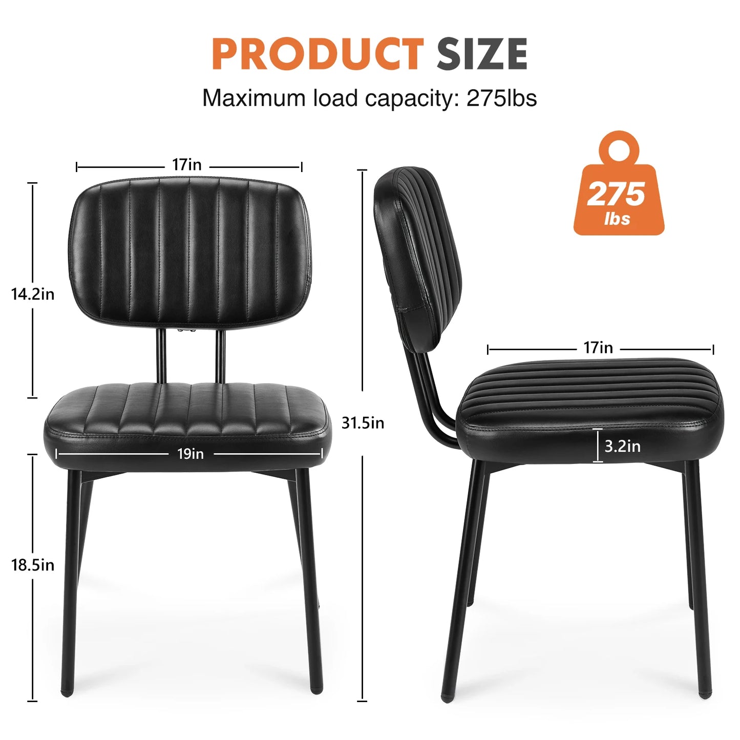 JHK Modern Faux Leather Dining Chairs With Lumbar Support
