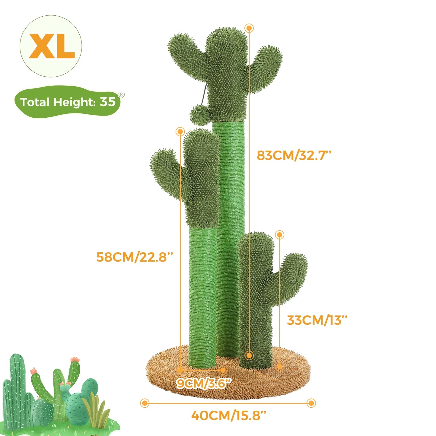 PEQULTI Cactus Cat Tree With Hammock And Scratch Platform