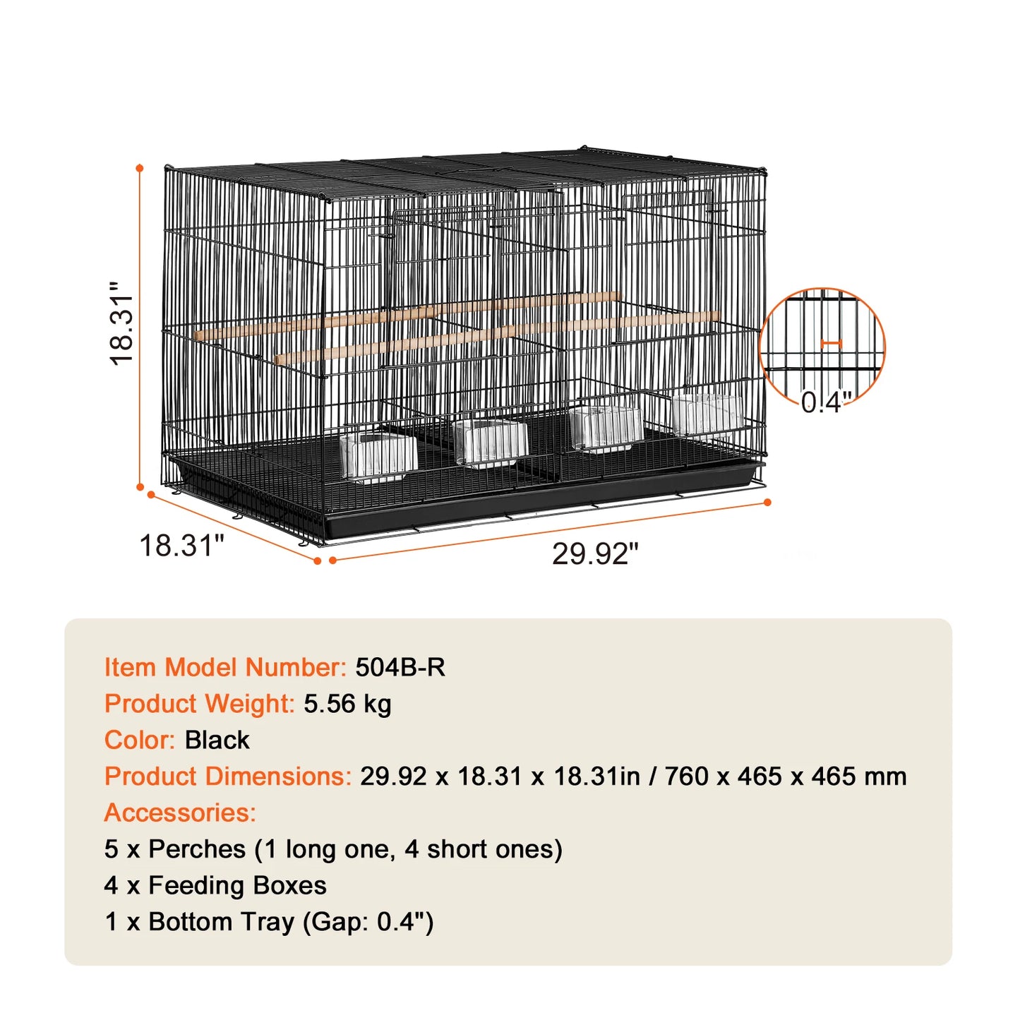 SucceBuy Stackable Divided Bird Cage With Handle And Perch
