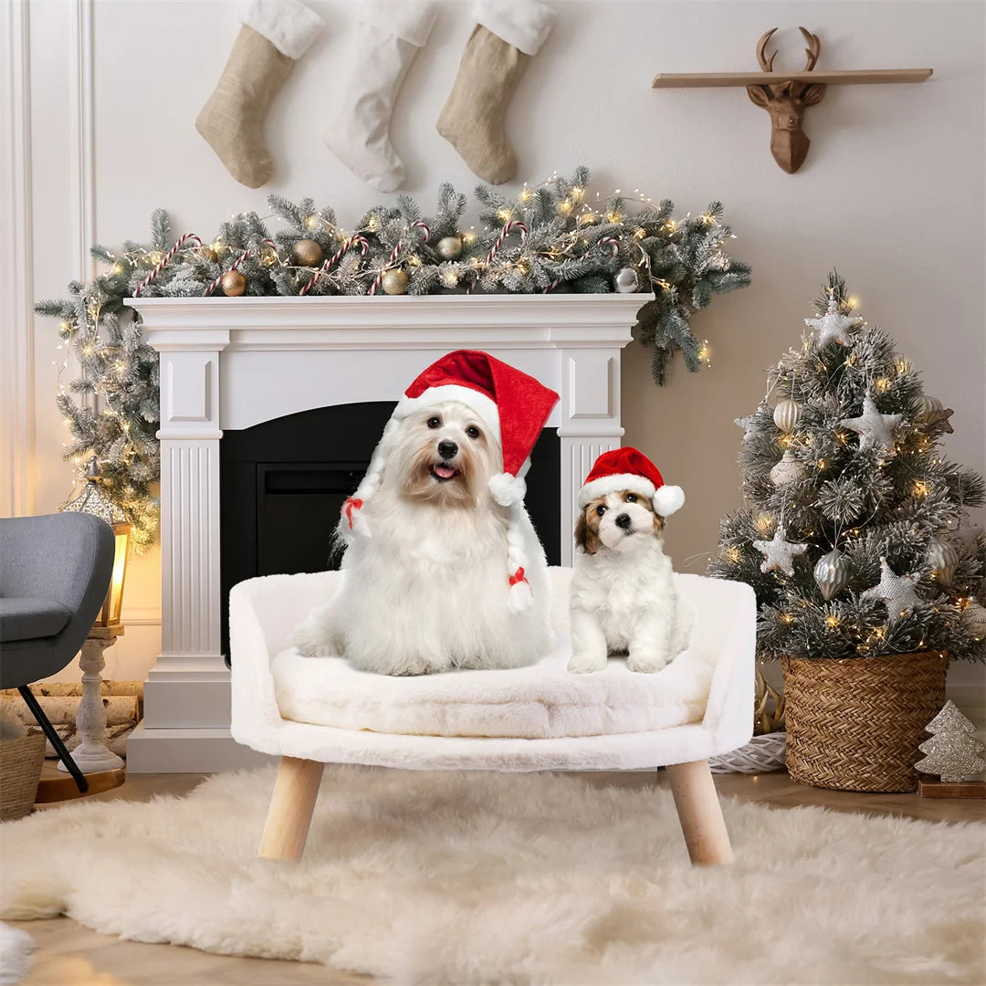 BINGOPAW Luxury Plush Cat Bed Nesting Chair With Wooden Legs