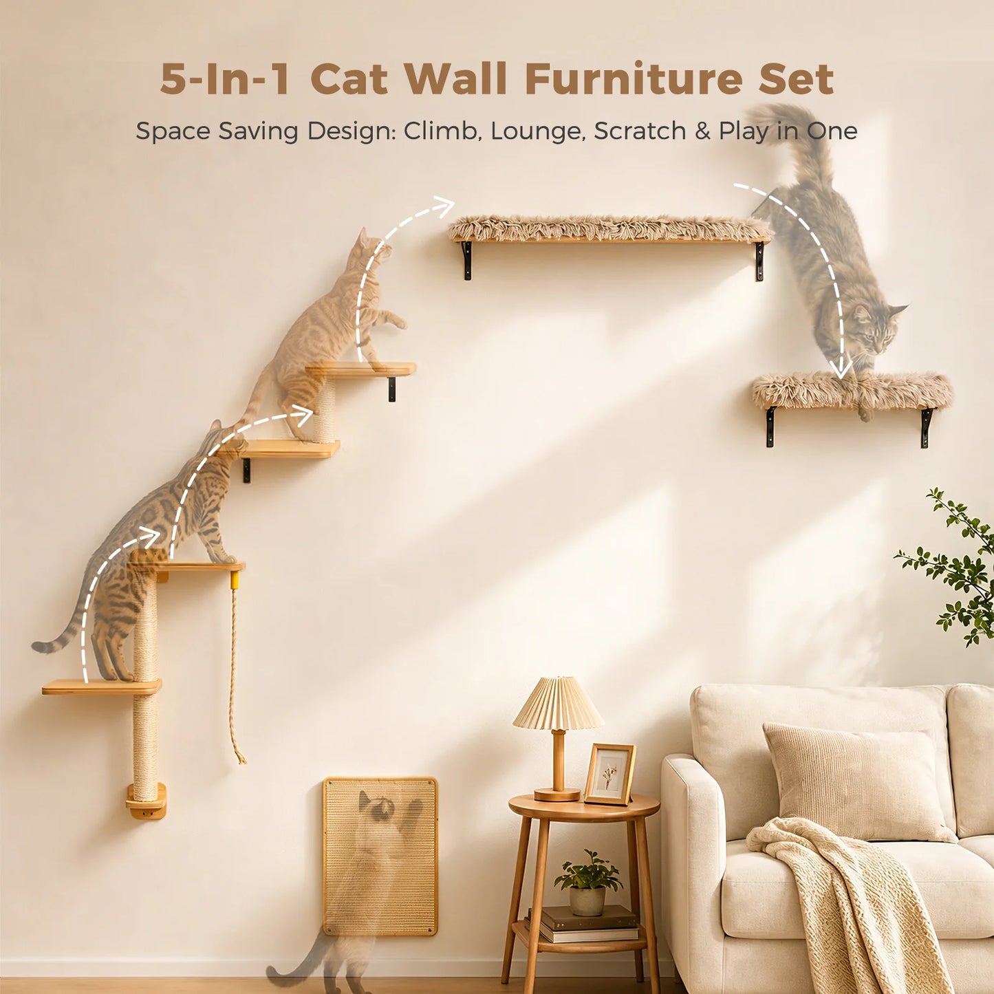PAWZ Road Wooden Cat Climbing Wall Shelves And Perches