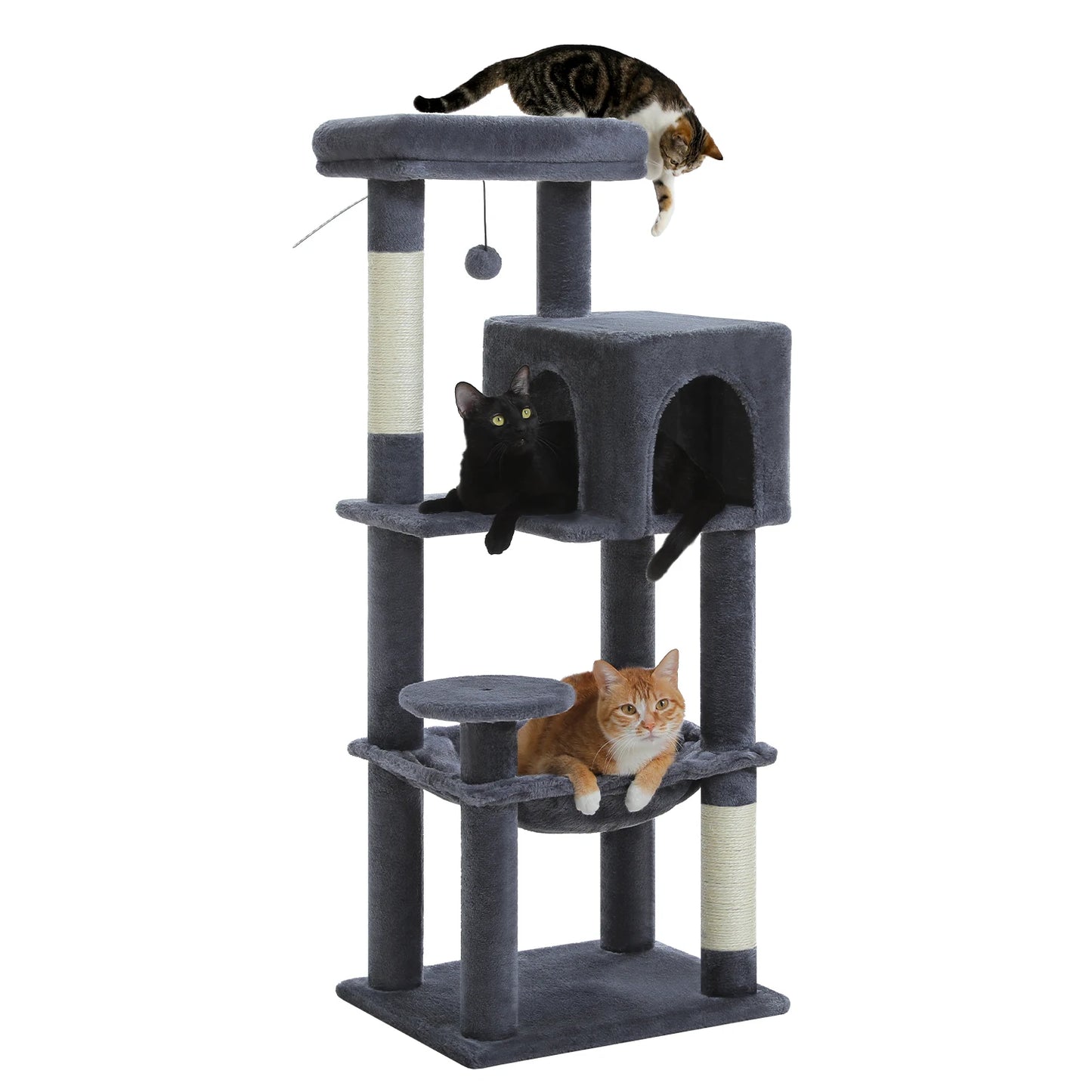 Pequlti Five Level Cat Tree With Sisal Scratcher And Hammock