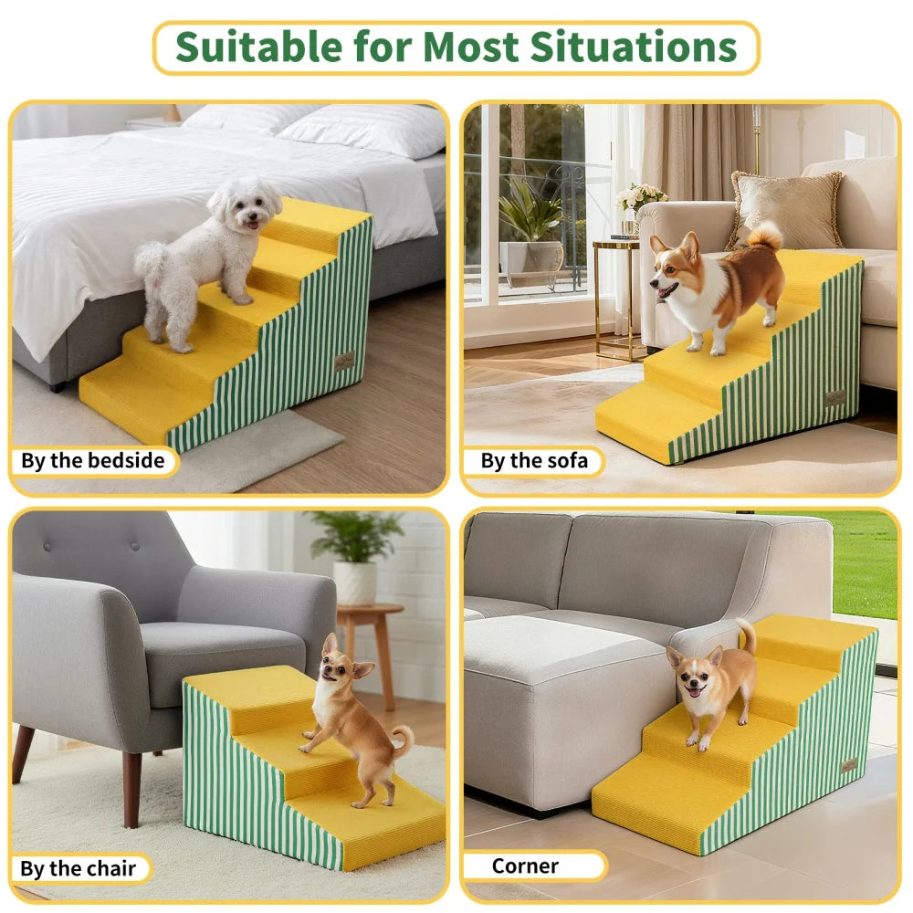 High Density Foam Dog Stairs With Gentle Slope And Cover
