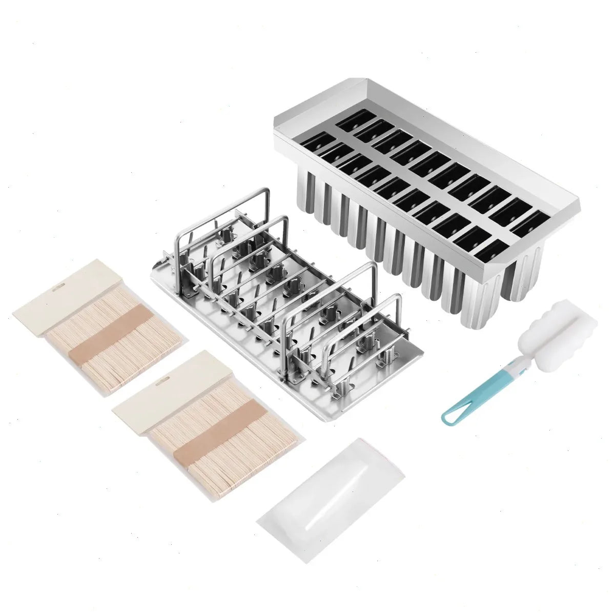 Ice Pop Mold, 0.8mm Stainless Steel, Makes 10/20/30 Pops, Removable One at a Time, Fast Freeze Design, Easy to Clean