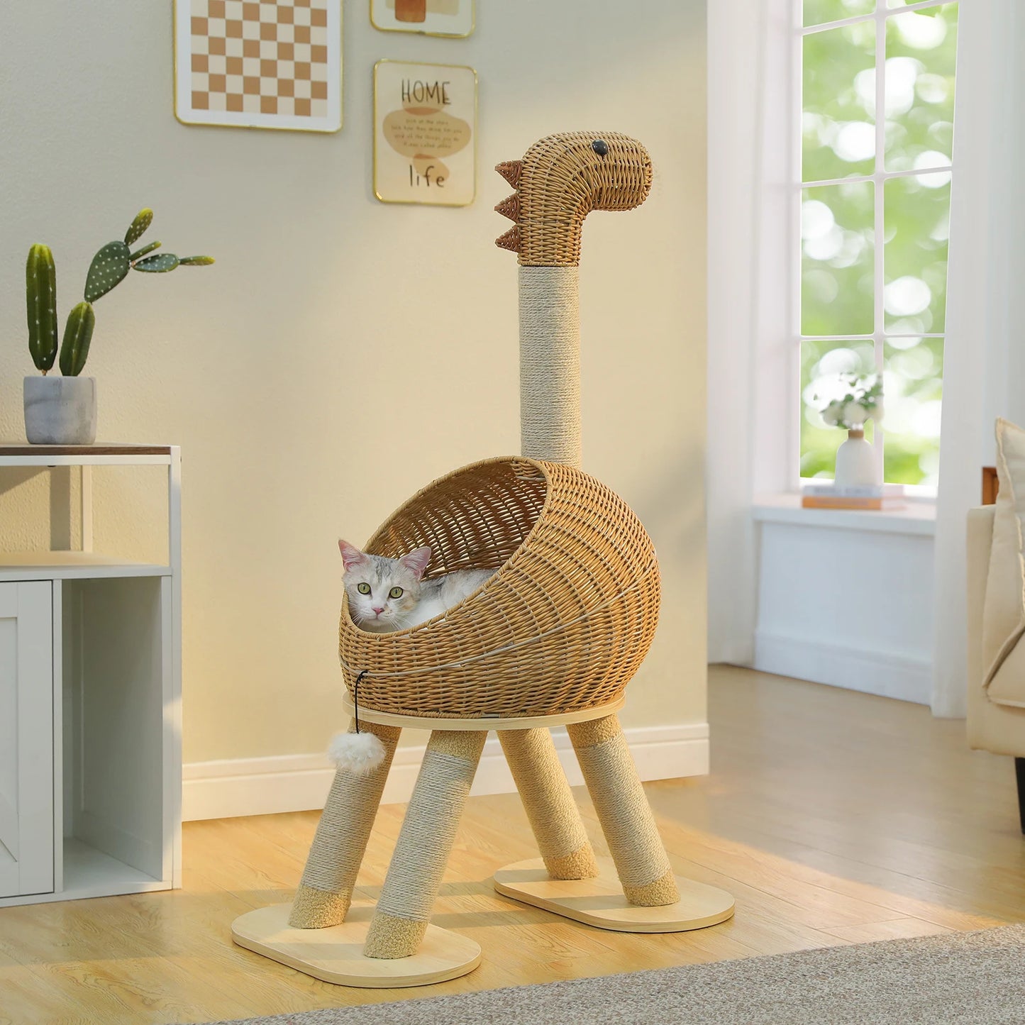 PAWZ Road Dinosaur Cat Tree Sisal Scratching Post Rattan Condo