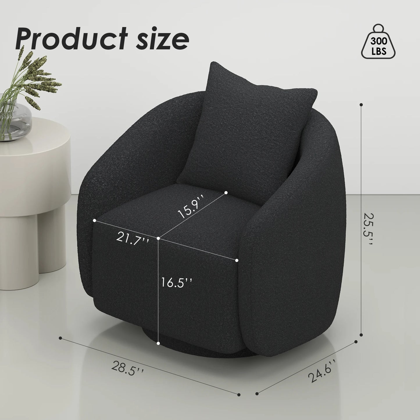 FARINI Swivel Barrel Armchair With Fabric And Metal Frame