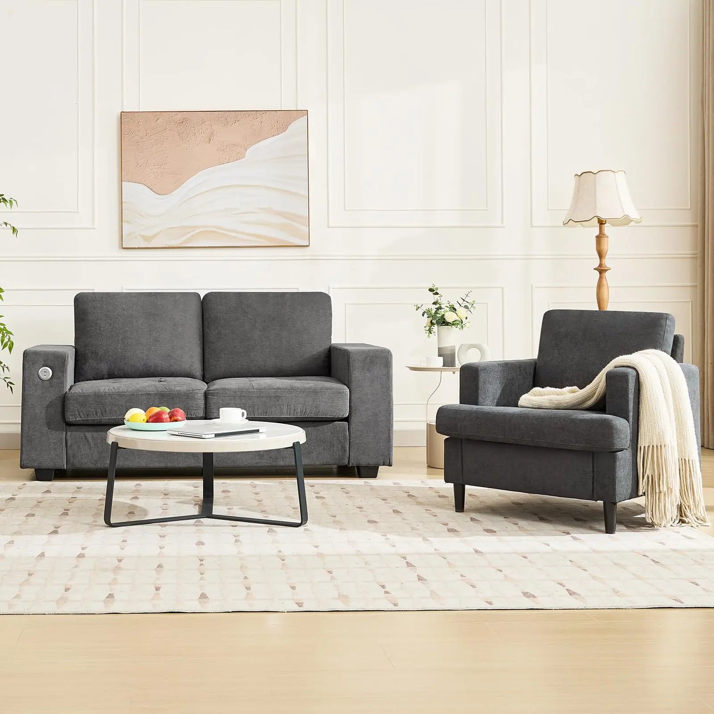 Himiss Premium Linen Upholstered Chair With Durable Solid Wood Frame