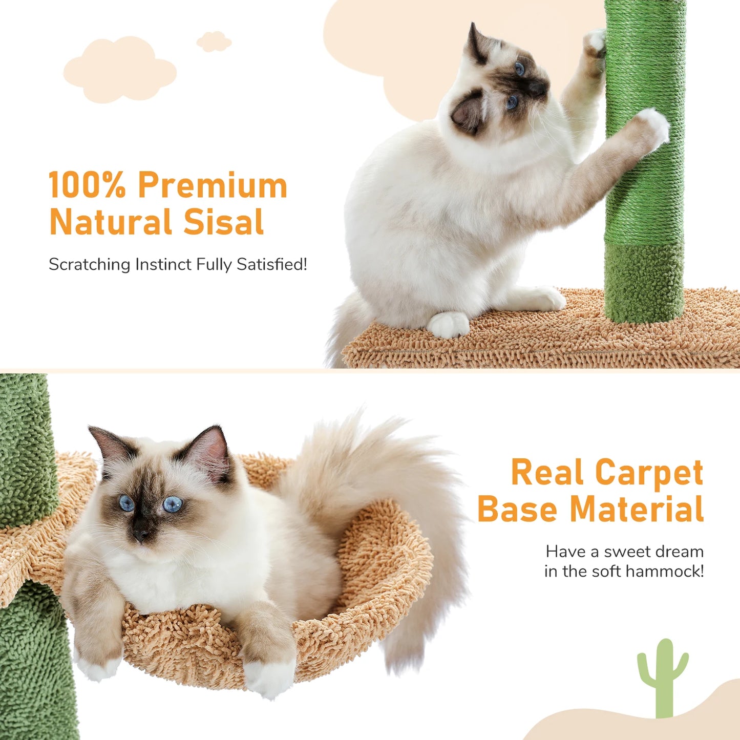 Pawz Road 5 Tier Cactus Cat Tower With Hammock Scratcher