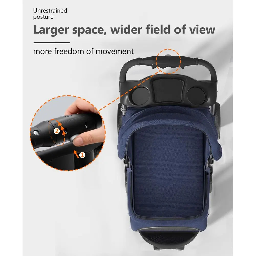 Three Wheel Foldable Pet Stroller With Rear Brakes And Storage