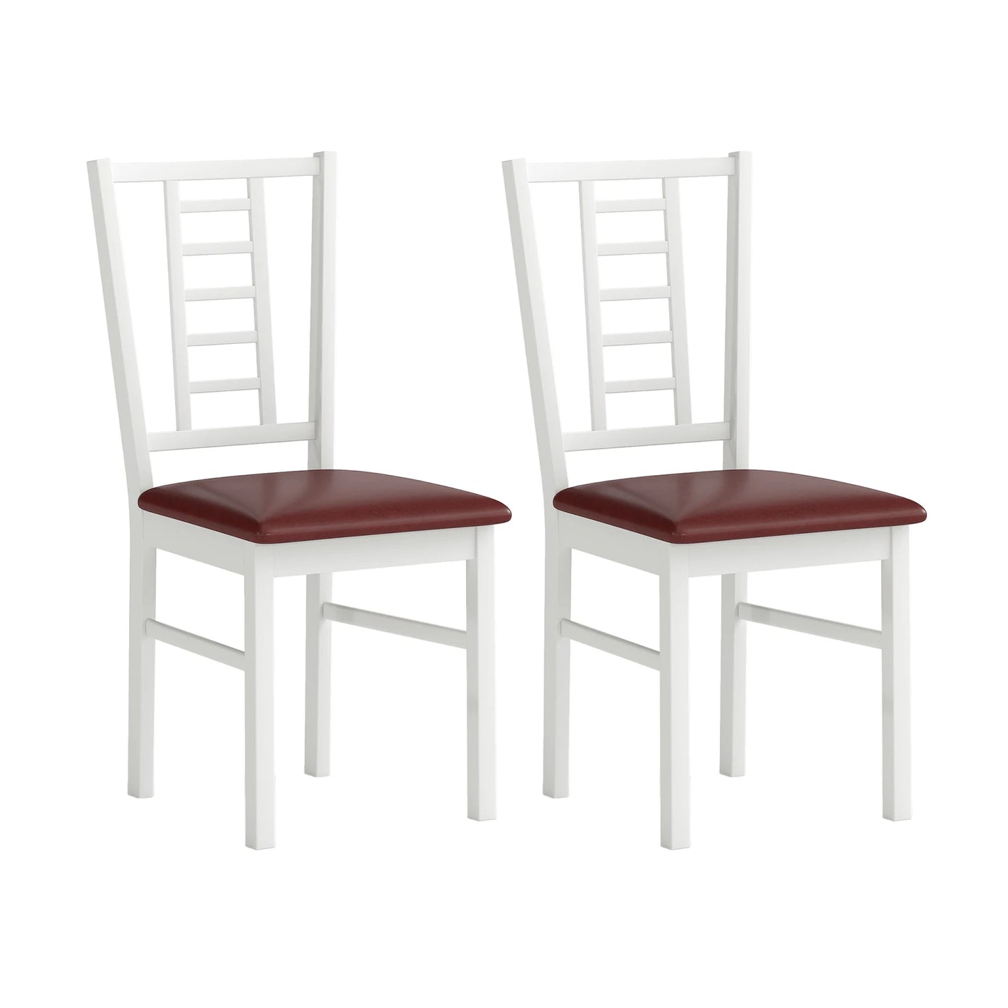 HOMASIS Rubber Wood Dining Chairs Set With Slatted Backrest