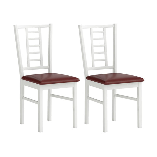 HOMASIS Rubber Wood Dining Chairs Set With Slatted Backrest