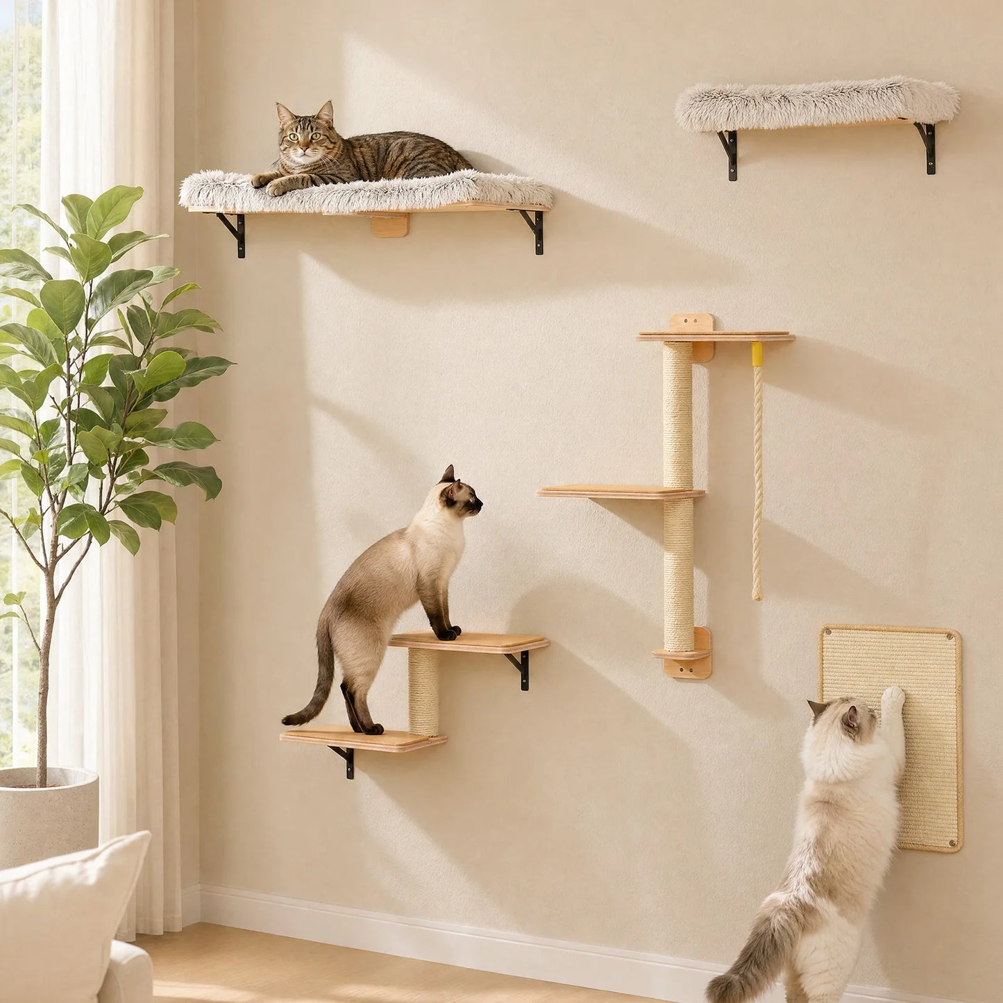 PAWZ Road Wooden Cat Climbing Wall Shelves And Perches