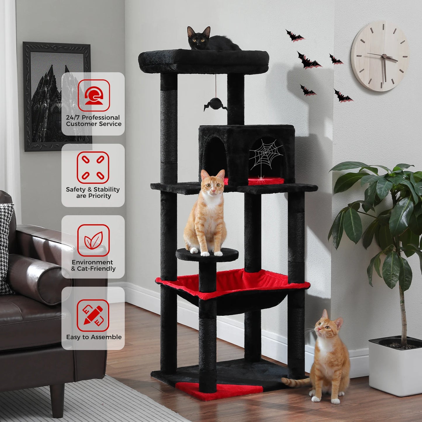 PAWZ Road Gothic Cat Tower With Sisal Scratcher And Hammock