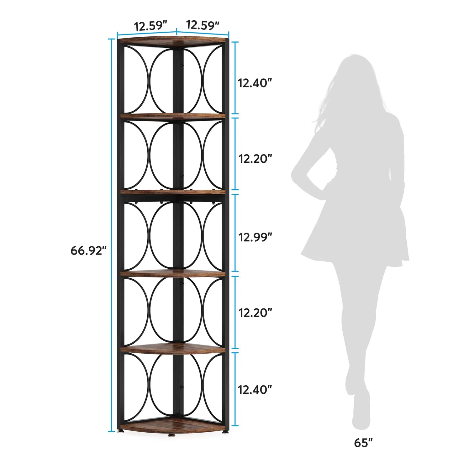 Tribesigns 6 Tier Corner Shelf Bookcase Storage Rack Standing Shelving Unit