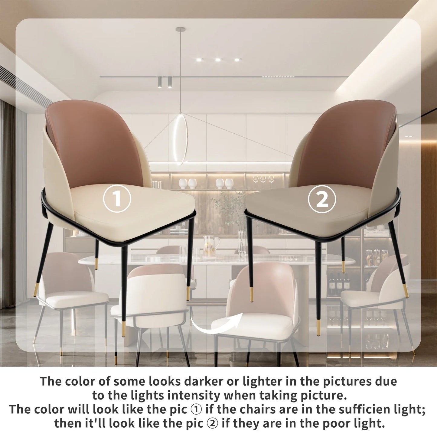 Modern Microfiber Silicone Leather Dining Chair Set With Metal Frame