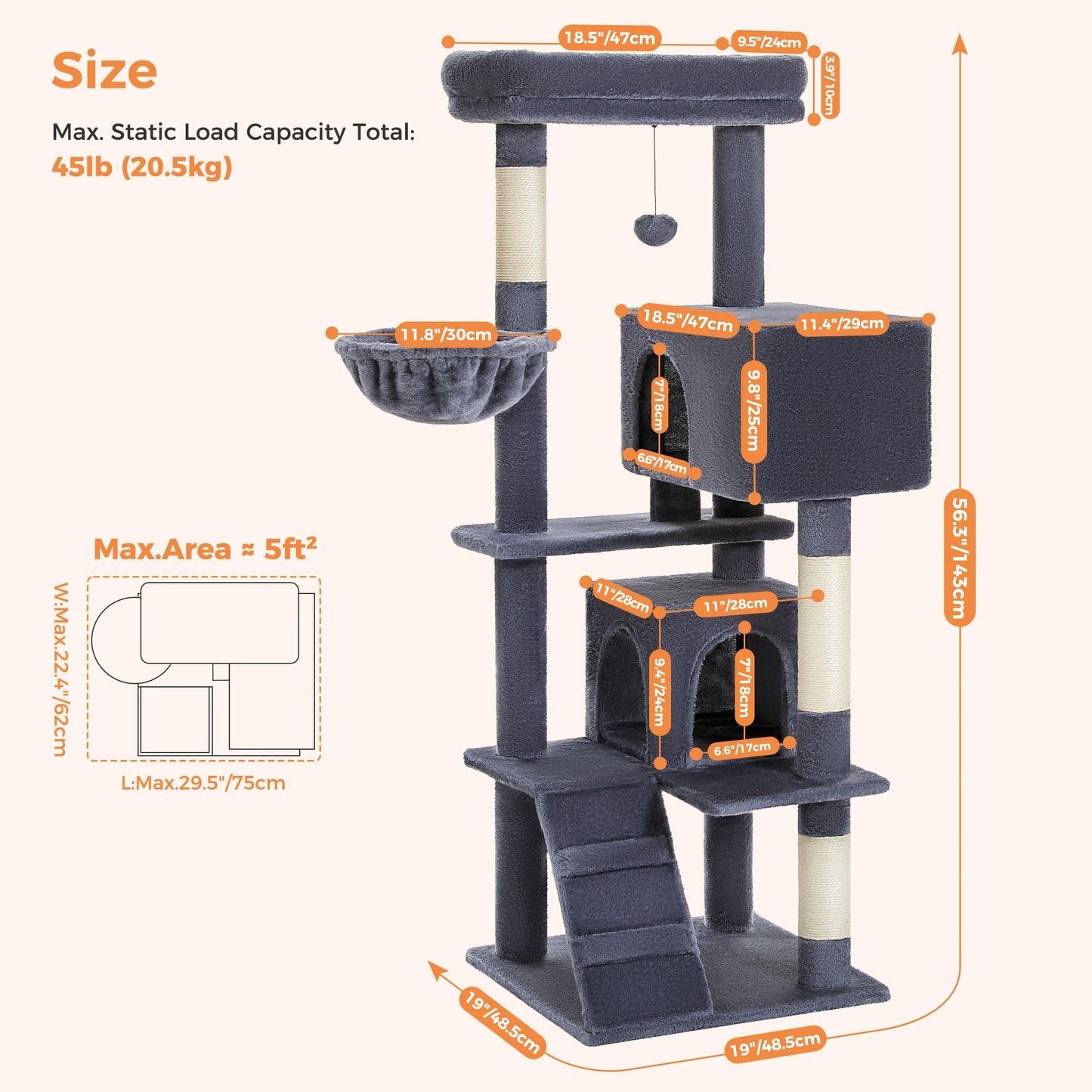 PAWZ Road Indoor Cat Tree With Hammock And Scratching Posts