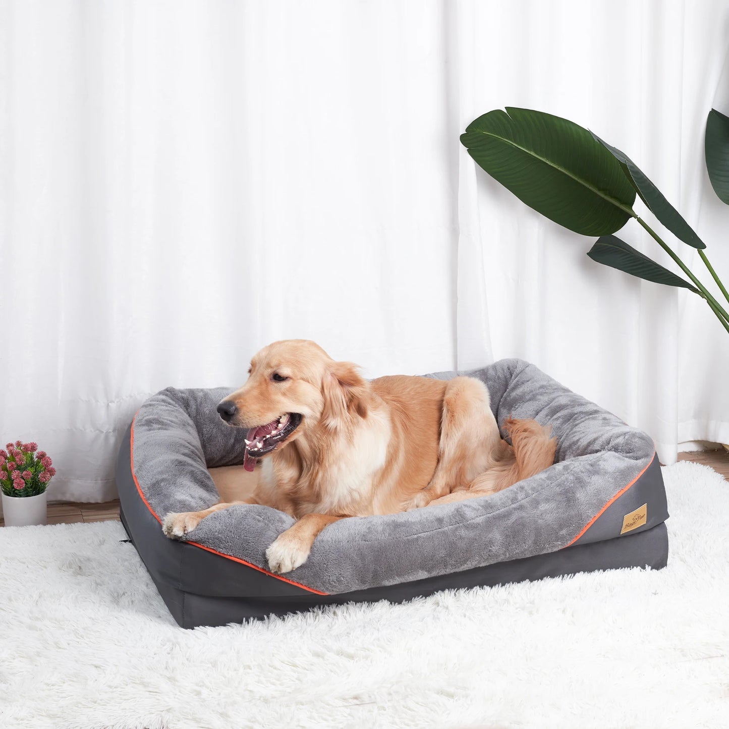 BINGOPAW Large Dog Bed With Removable Washable Fleece Cover Waterproof
