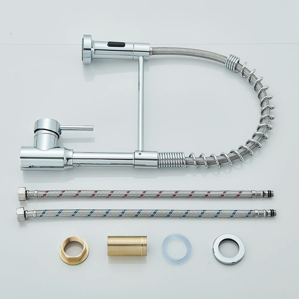 Removable Gourmet Kitchen Faucet 2 Modes Sprayer Rotatable Deck Mount Single Handle Cold Hot Water Mixer Kitchen Sink Crane