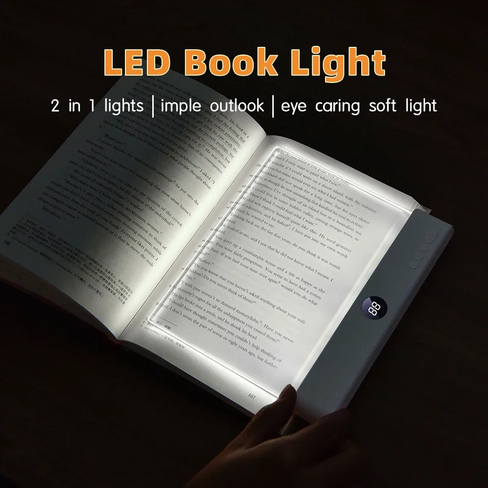 Book Light, Led Lights, Rechargeable LED Flat Book Lights，3 Colors & Timer, Dimmable Panel Plate Book Lamp