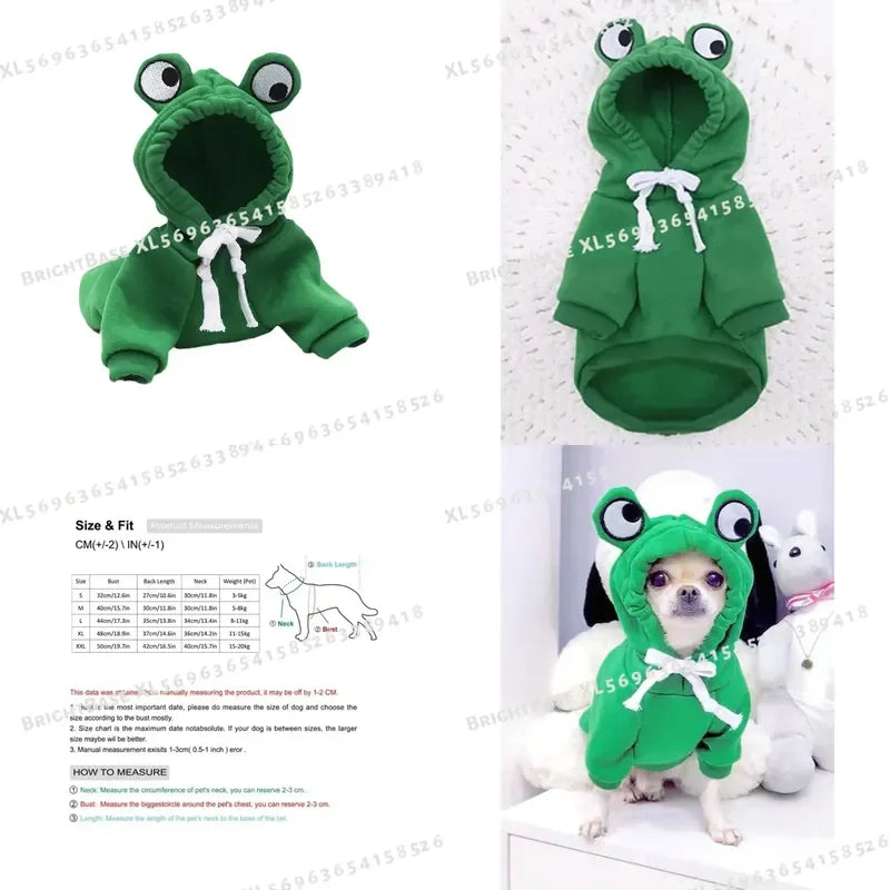 Cute Frog Pet Sweater Hoodie With Fun Design For Dogs