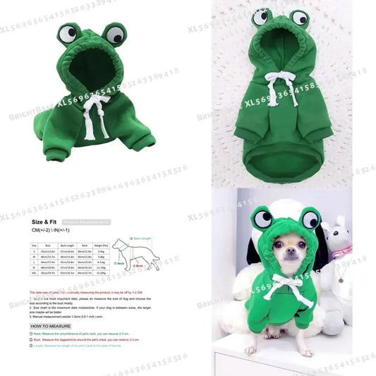 Cute Frog Pet Sweater Hoodie With Fun Design For Dogs