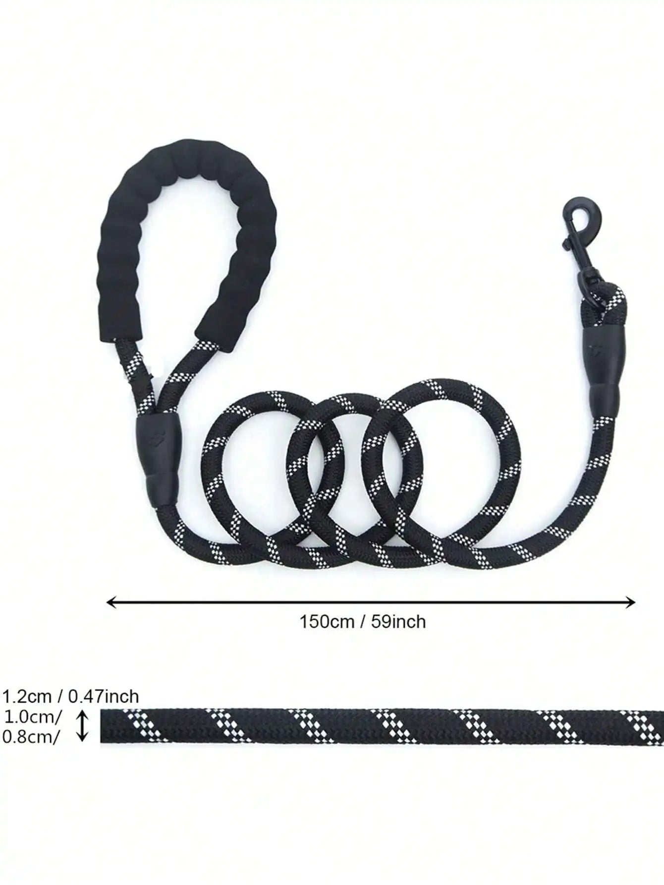 Reflective Nylon Dog Leash With Comfortable Foam Handle For Safe Walks