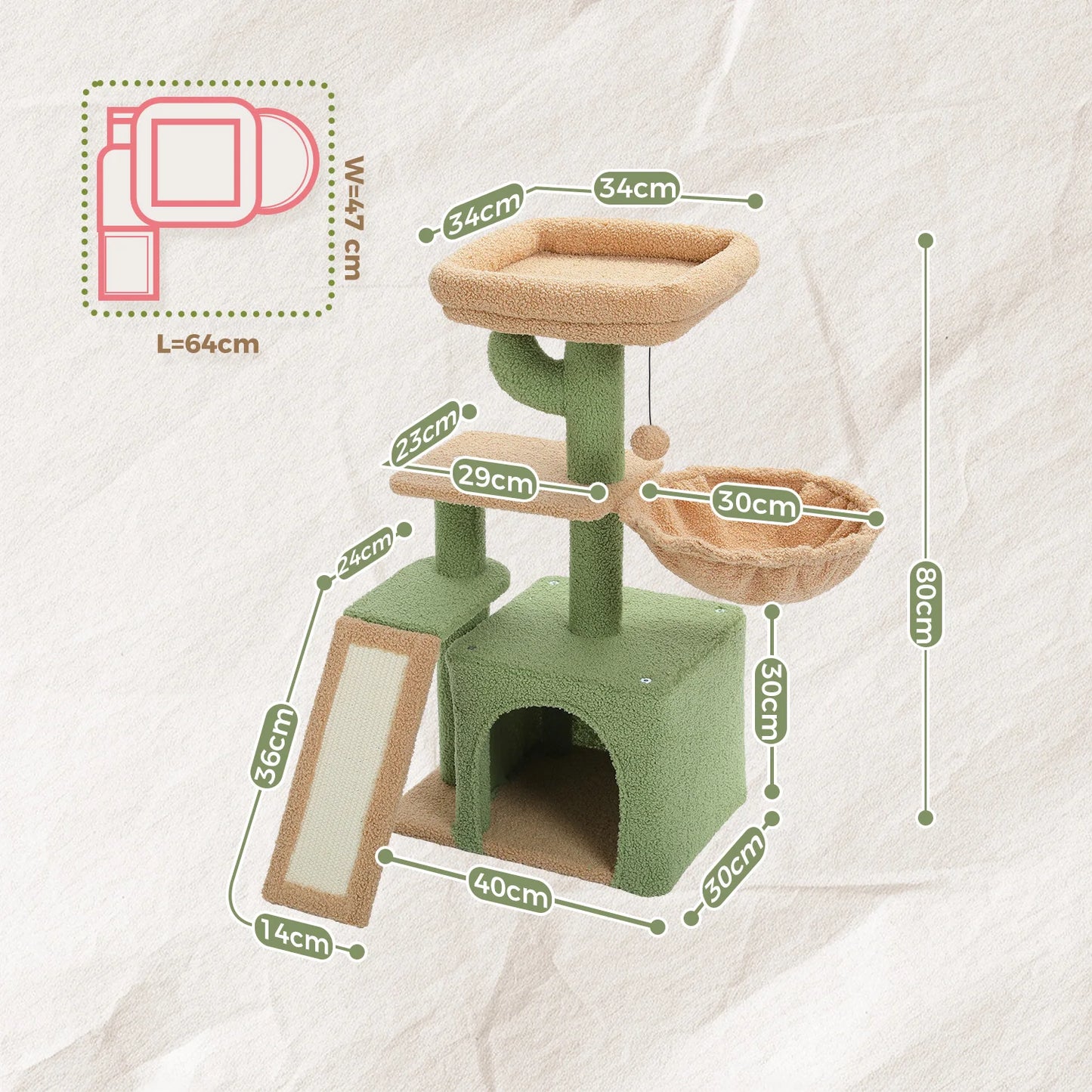 PAWZ Road Indoor Cat Tree Tower With Scratching Post Hammock