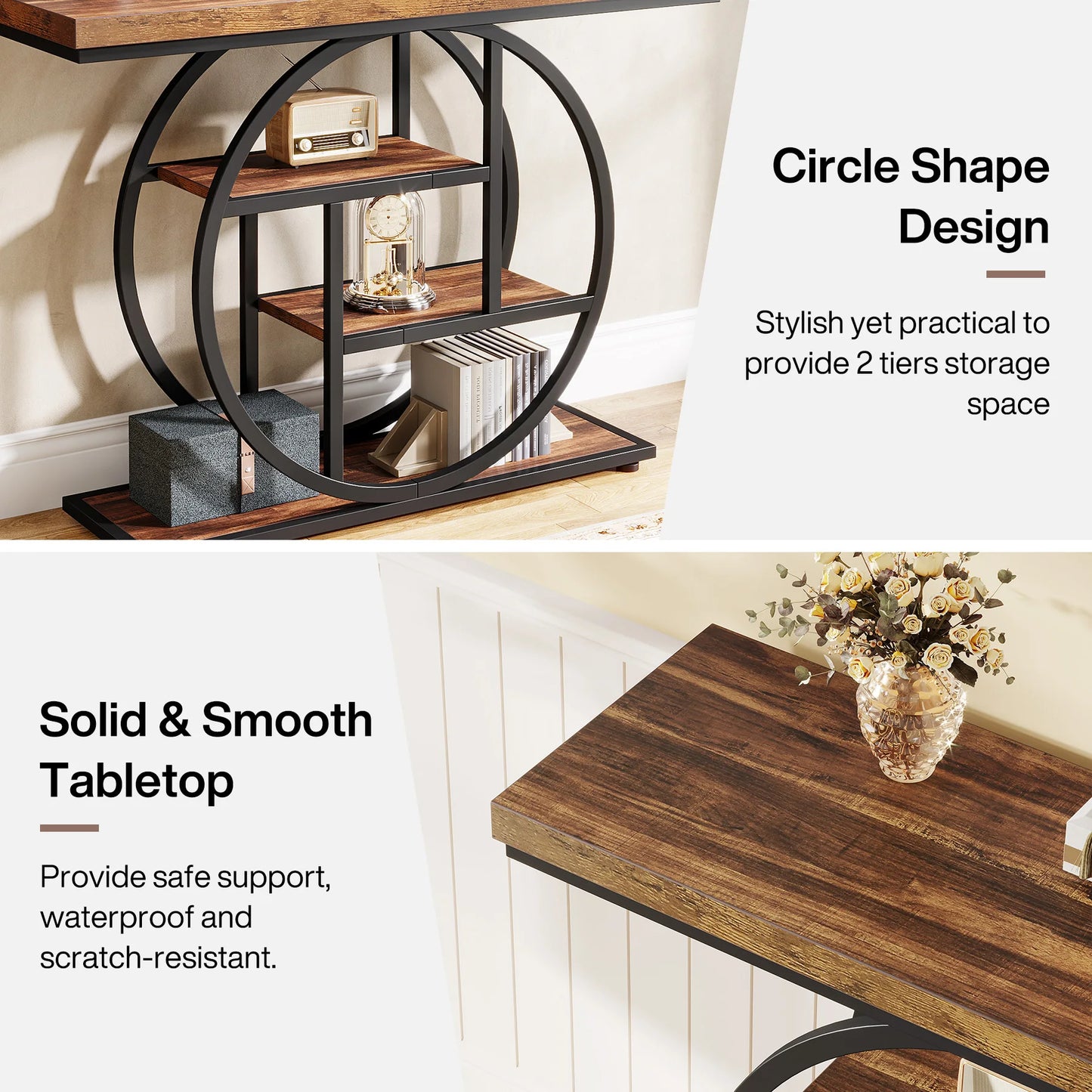 Tribesigns 4 Tier Metal Console Table Entryway Living Room Storage