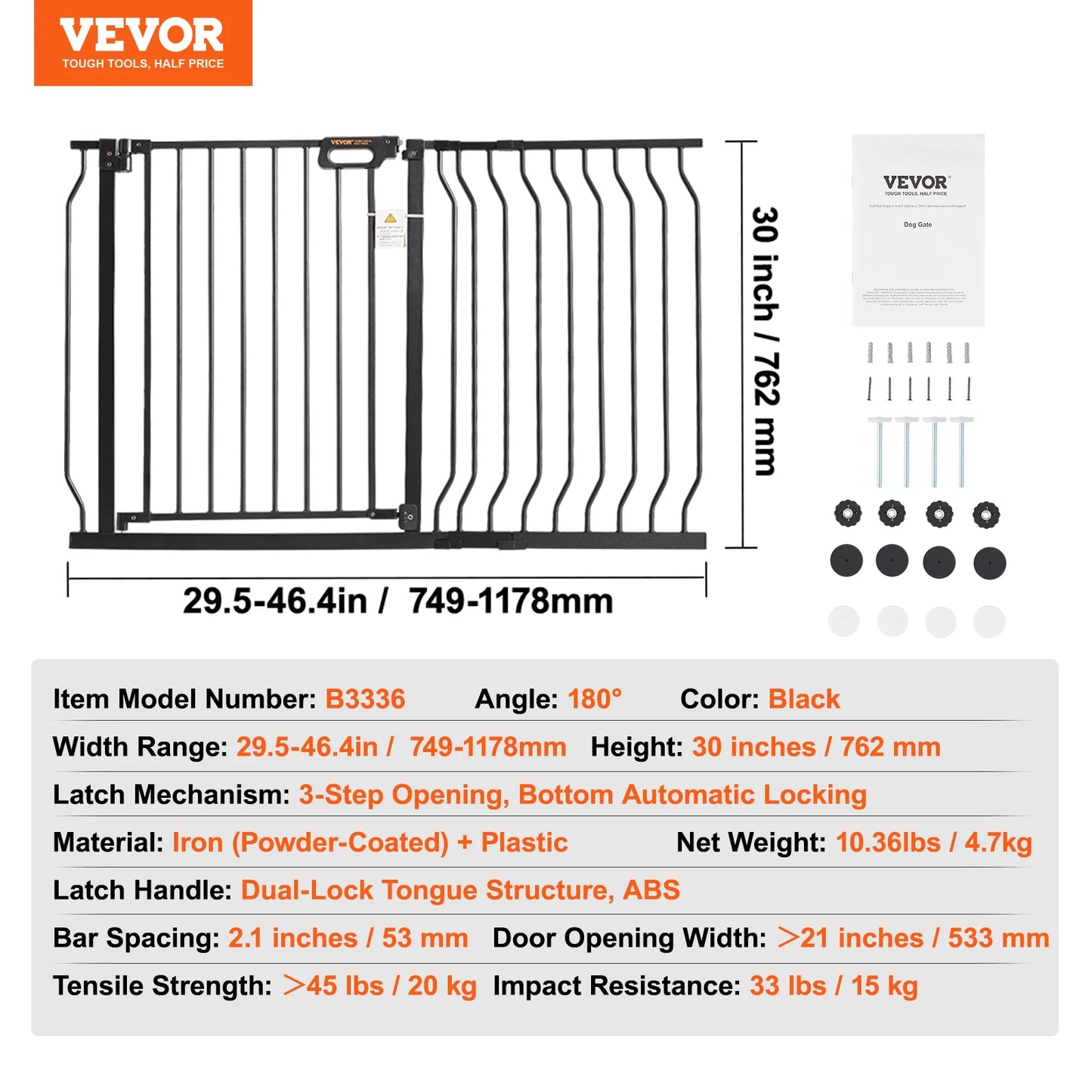 SucceBuy Stainless Steel Baby Gate Pressure Mount With Walk Thru