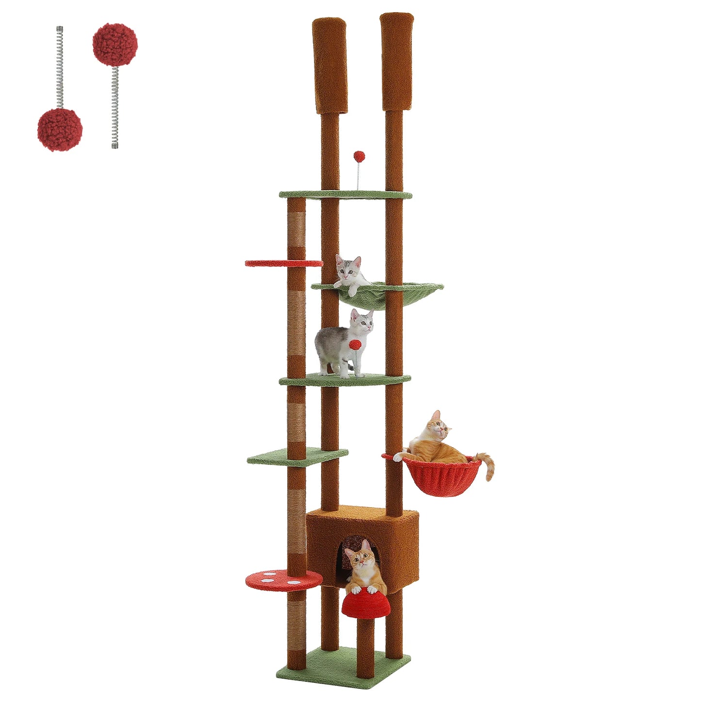 PAWZ Road Height Adjustable Wooden Cat Tower With Hammock Indoor