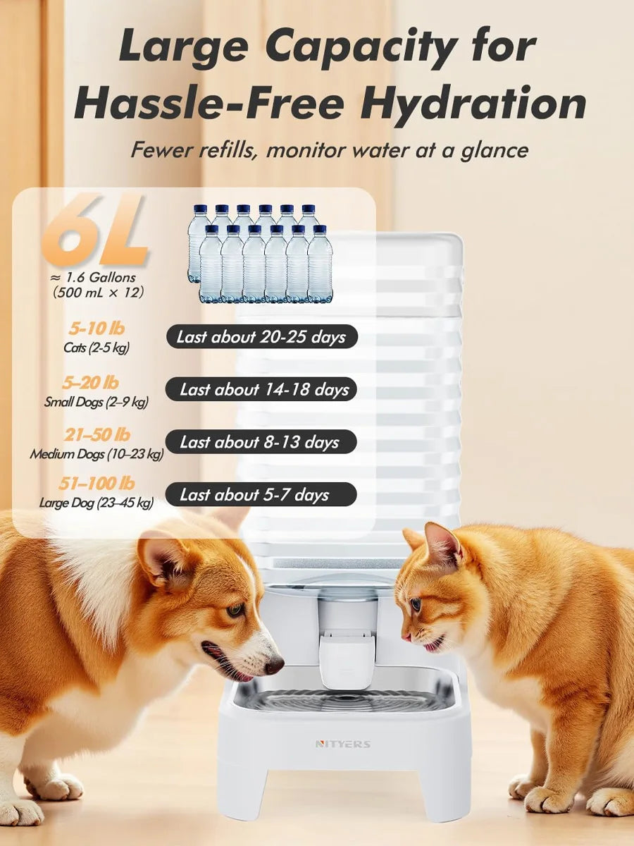 Nityers Gravity Dog Water Bowl With Stainless Steel Stand
