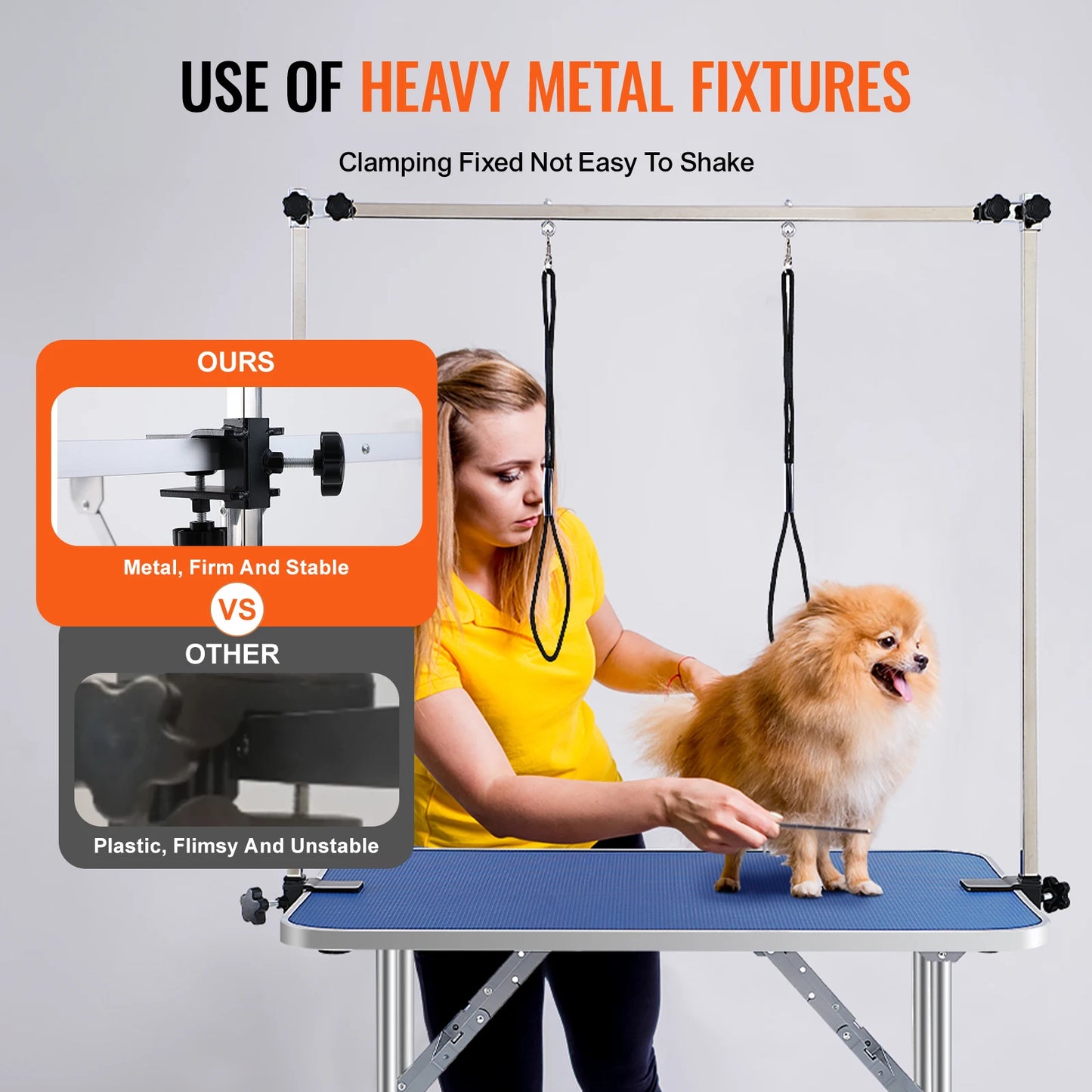 SucceBuy Foldable Pet Grooming Table With Arm Loop For Dogs