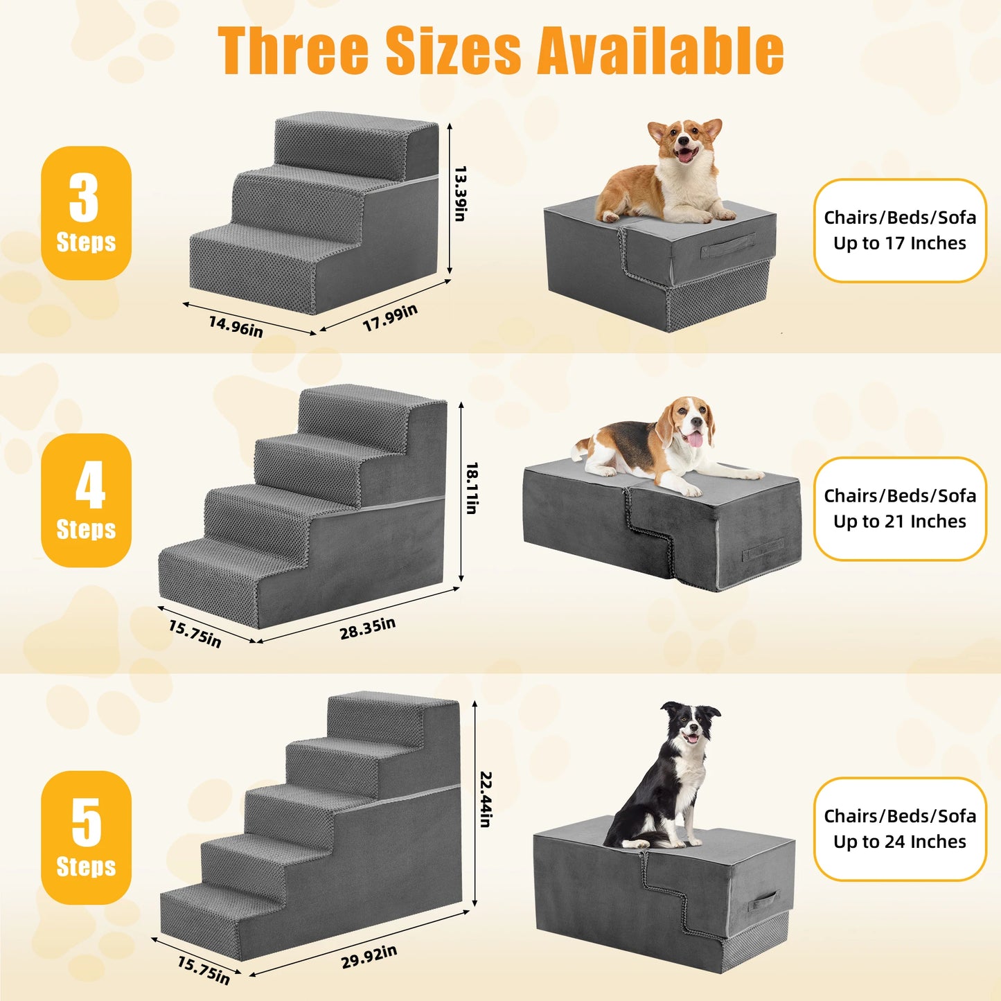 Foam Pet Stair Ramp With Curved Steps For Indoor Dogs