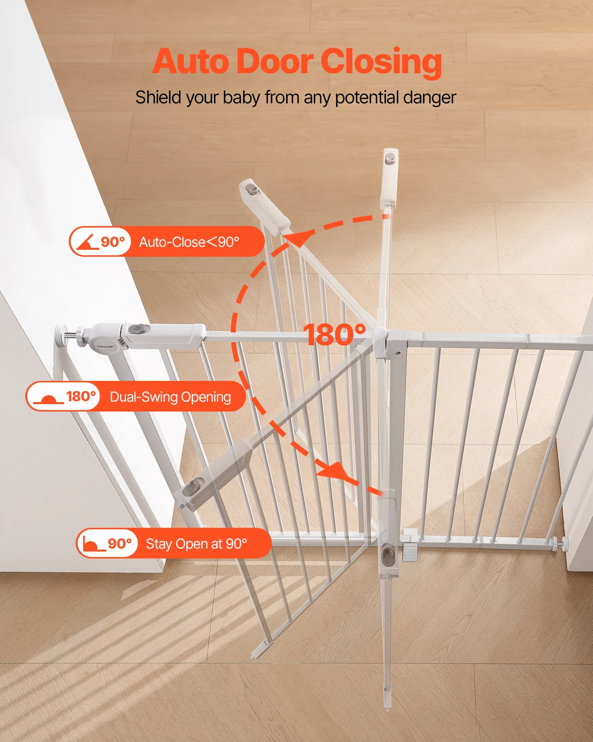 SucceBuy Stainless Steel Baby Gate Pressure Mount With Walk Thru